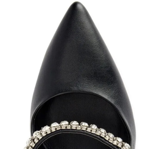 Scoop NYC Women’s Black Heels W/Rhinestone Strap Slip On Shoes Size 11 NEW - Picture 4 of 6